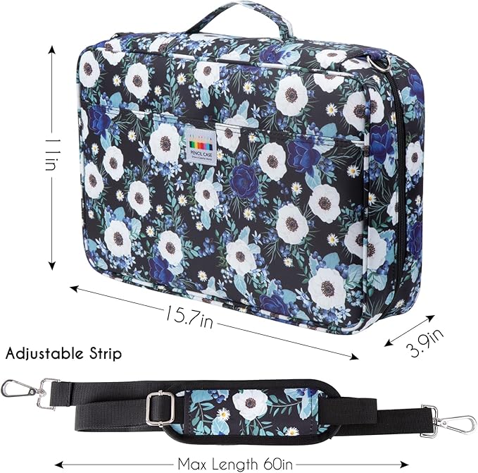 YOUSHARES Big Capacity Colored Pencil Case - 480 Slots large Pen Case Organizer with Multilayer Holder for Prismacolor Colored Pencils & Gel Pen (Silver Lotus)