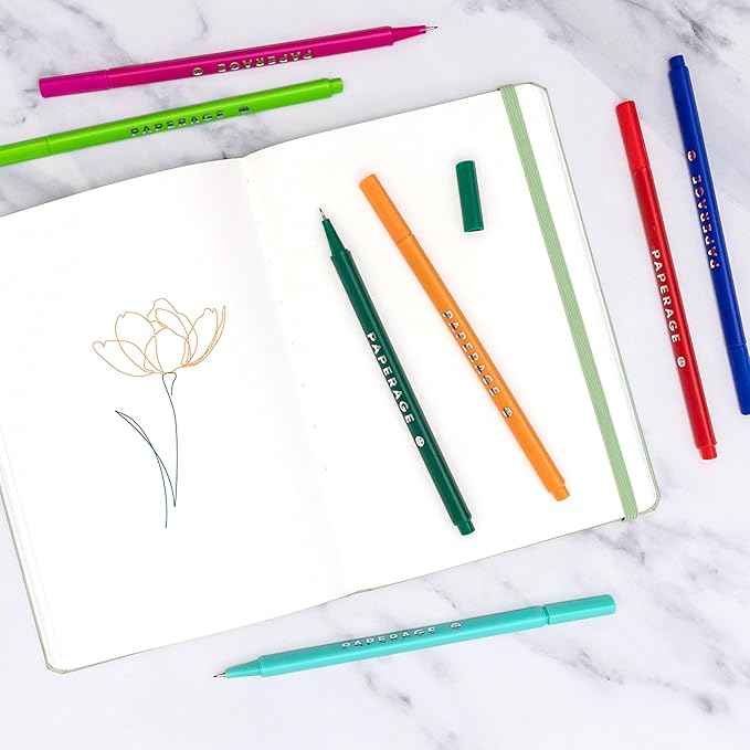 PAPERAGE Blank Journal Notebook, (Light Blue), 160 Pages, Medium 5.6 in x 8 in - 100 GSM Thick Paper – Hardcover Journaling Notebook for Work, School, Note Taking or Sketching