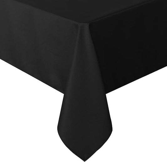 sancua Rectangle Tablecloth - 90 x 132 Inch - Water Resistant Spill Proof Washable Polyester Table Cloth, Decorative Fabric Table Cover for Dining Tables, Buffet Parties and Camping, Black