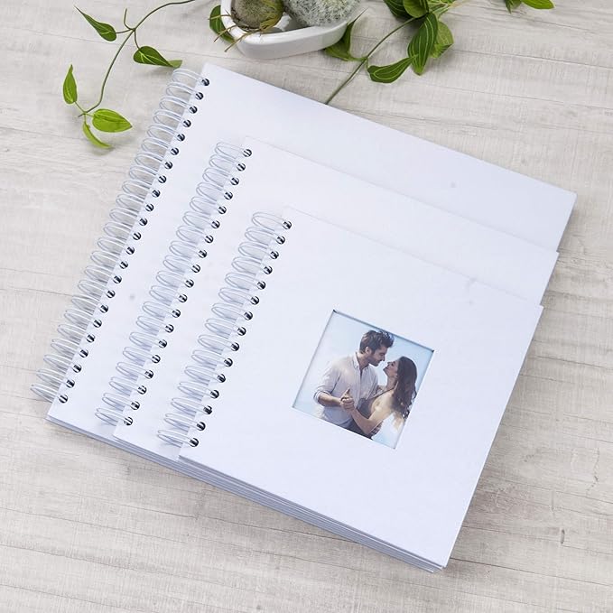 12 x 12 Inch Large DIY Scrapbook Photo Album with Window Design Cover 80 Pages Craft Paper Memory Book for Weeding Anniversary Travel and Baby (White)
