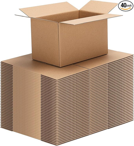 CRUGLA 40 Packs 8x5x5 Shipping Boxes for Small Business, Corrugated Cardboard Boxes Bulk for Shipping Packing Mailing