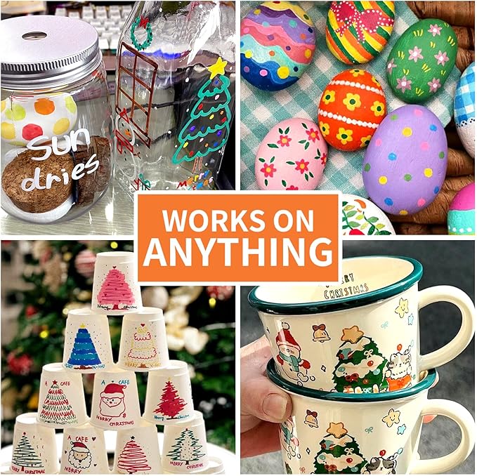 Pink Permanent Paint Pens - 2 Pack Oil Based Paint Markers for Rock Painting Car Tyre Metal, Plastic, Canvas, Mugs, Wood, Glass, Quick Drying and Waterproof, Medium Point