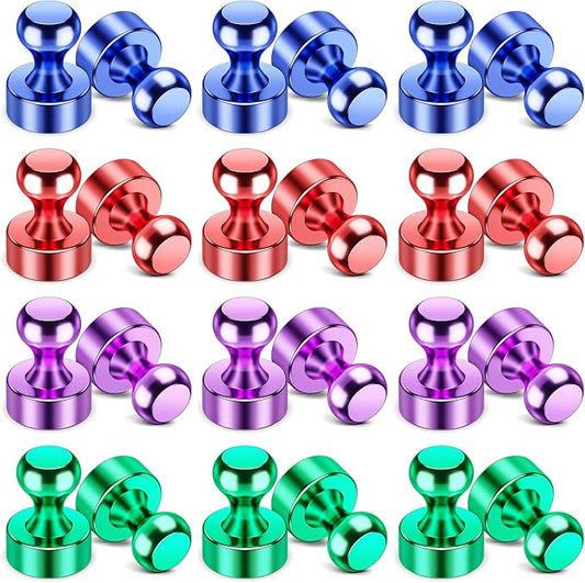 VNDUEEY 24 Pack Fridge Magnets, 4 Colors Refrigerator Magnet, Whiteboard Magnets Dry Erase Magnet, Magnetic Push Pins for Kitchen, Office, Classroom, Adults