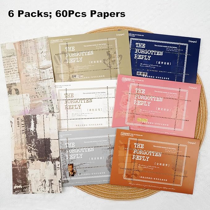 Vintage Perforated Paper Set, 60PCS Retro Ephemera for Scrapbooking Journaling Collage Planner DIY Craft