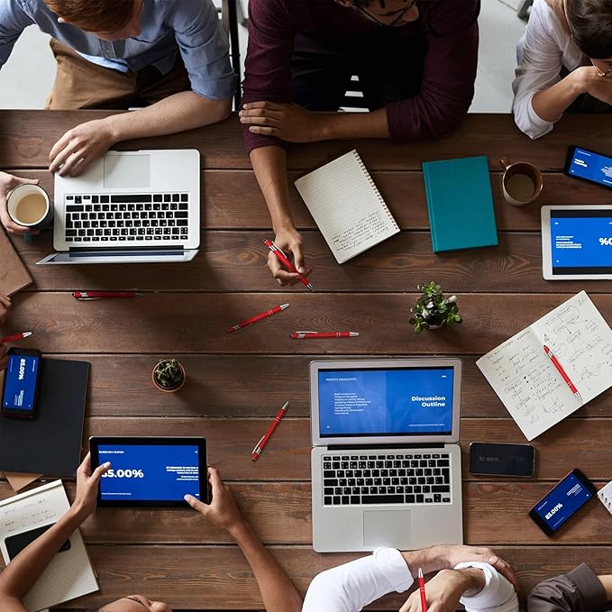 Tenare 12 Pieces 2 in 1 Stylus Metal Ballpoint Pen with Stylus Tip, 1.0 mm Black Ink Ballpoint Pen for Touch Screens(Red)