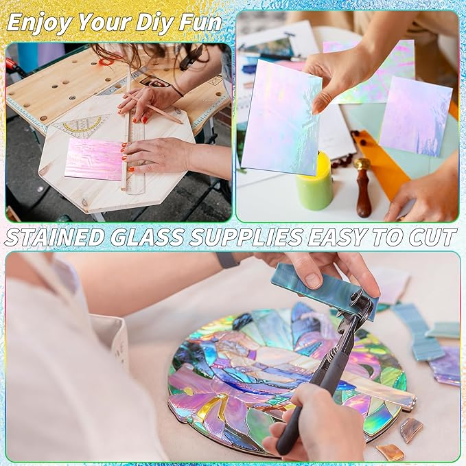 36 Sheets Opaque Stained Glass Bulk Variety Pack, 4 x 6 Inch Mosaic Glass Tiles for Crafts, Assorted Colors Cathedral Art Glasses Sheets for Stained Glass Making Projects