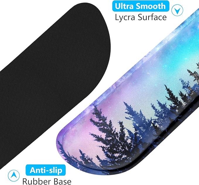 Dapesuom Enlarge Keyboard Wrist Rest, Memory Foam Wrist Cushion for Desk Mats Support, Cute Typing Pain Relief Keyboard Mouse Pad Rests Set with Non-Slip Base for Gaming Laptop Office Computer, Forest