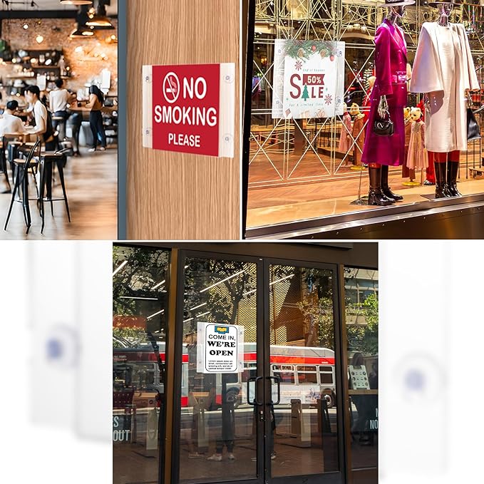 Adir Acrylic Sign Holder – Window Sign Holder with Suction Cups for Advertising and Promotion, Wall-Mount Display Frame, Clear Sign Holder Stand for Glass, Mall, Restaurants, Office - 6 Pack (8.5x11 Inch)