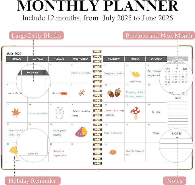 Appointment Planner 2025-2026 - Daily Hourly Schedule Planner from 7am - 10 pm, Weekly & Monthly Hourly Appointment Calendar from July 2025 - June 2026, 9" x 11"-Pink