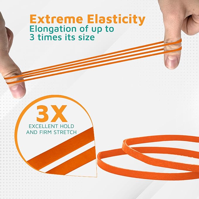 PlasticMill Orange Rubber Bands Size 33 (3 1/2" x 1/8") - #33 Rubber Bands Office Supplies - Strong, Elastic Bands for Crafts, Balloon Garland, Cash, File Folders (100-Pack)
