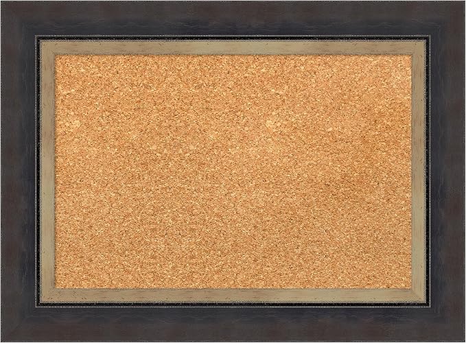 Amanti Art Natural Cork Board for Wall, 17x23 Vision Board with Black Wood Frame, Small Corkboard Office Decor for Home Organization, Casual Corkboard Pinboard to Display Items for Home Organization