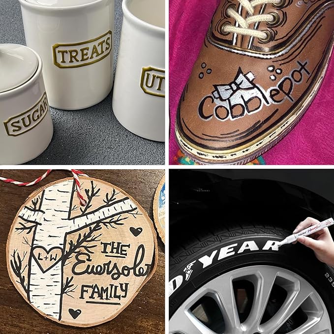 Overseas 48 White Paint Pens, Oil Based Permanent Markers Set - Quick Drying, Waterproof, Fade-Resistant, Medium Tip Paint Markers Bulk for Wood, Metal, Rock, Ceramic, Plastic, Canvas, Glass, Rubber