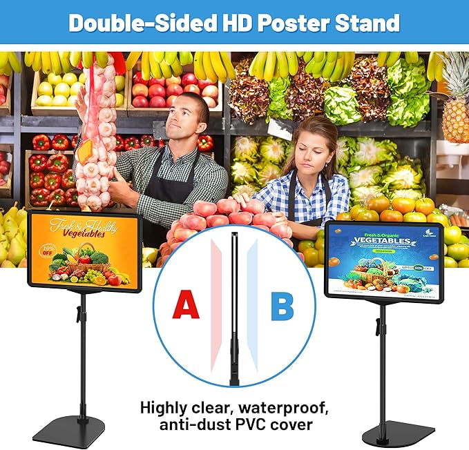 6Pack Sign Stand for Display 8.5 x 11, Adjustable Poster Stand for Table Top & Floor, Floor Standing Sign Holder, Metal Signage Stands for Business, Tradeshow, Store, Farm Display Stands