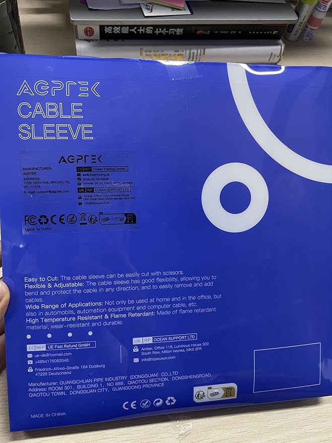 AGPTEK Cable Sleeve Cover, 25ft - 4/5 inch Desk Cord Organizer Cable Hider, Home Office Wire Management Computer TV Wire Loom Tubing, Pet Proof Cord Protector, from Cat Dog Chewing, Black