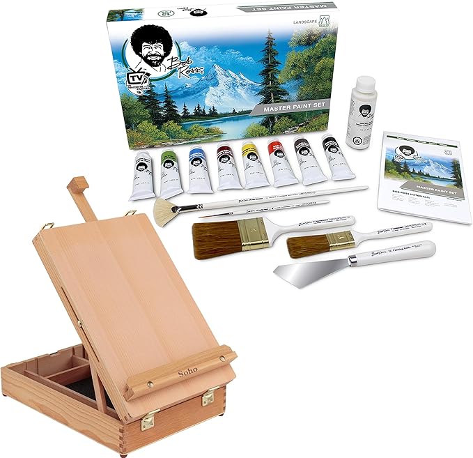 Master Artist Oil Paint Set Includes Wood Art Supply Carrying Case Sketchbox w/Easel