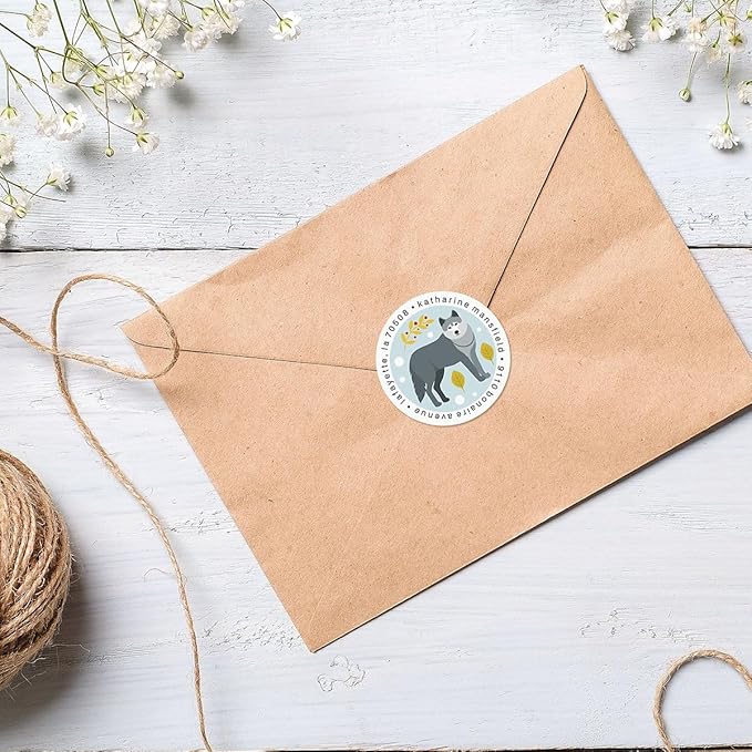 Forest Friends Round Return Address Labels (8 Designs) - Set of 144 1-1/2" Diameter Self-Adhesive, Flat-Sheet Labels