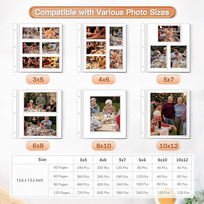 Popotop Photo Album Self Adhesive Scrapbook Album for 4x6 5x7 8x10 Pictures DIY Photo Book as Scrapbooking Supplies Kits, Birthday Gifts for Women Mom Wedding Baby Family Travel