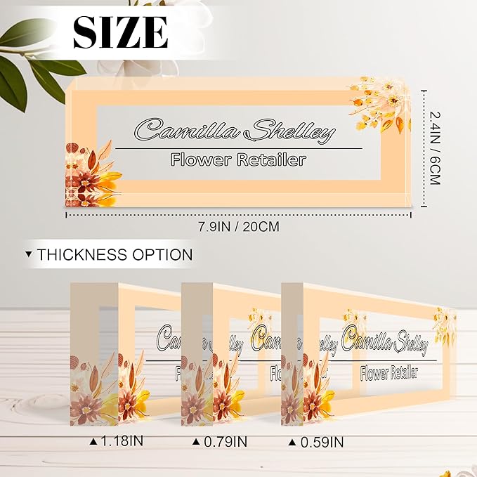 Ship Next Day Personalized Name Plate for Desk, Custom Acrylic Desk Name Sign, Office Appreciation Gifts for Women Men Coworkers Boss Teacher Employee (Yellow-Floral)