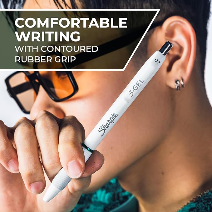 Sharpie S-Gel Pens, Fashion Barrel Gel Pens, Pearl White Body, Medium (0.7mm) Point, Bold Ink Colors, 8 Count (Pack of 6)