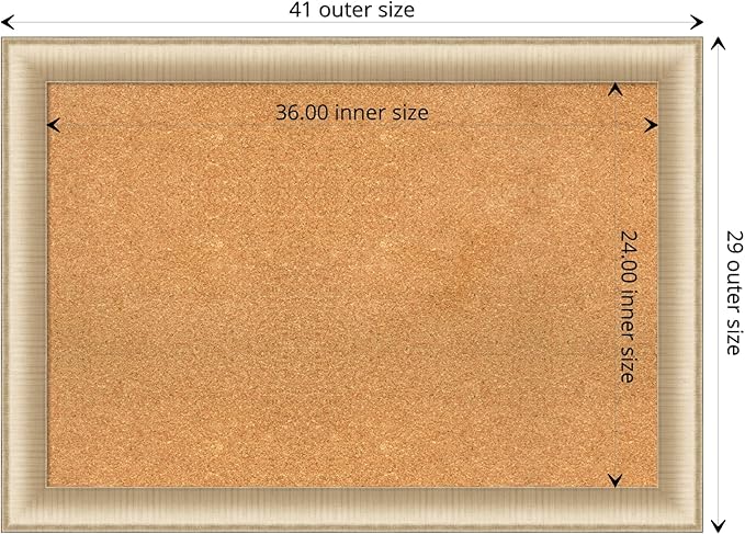 Amanti Art Natural Cork Board for Wall, 29x41 Vision Board with Gold Frame, Large Corkboard Office Decor for Home Organization, Casual Corkboard Pinboard to display items for home organization