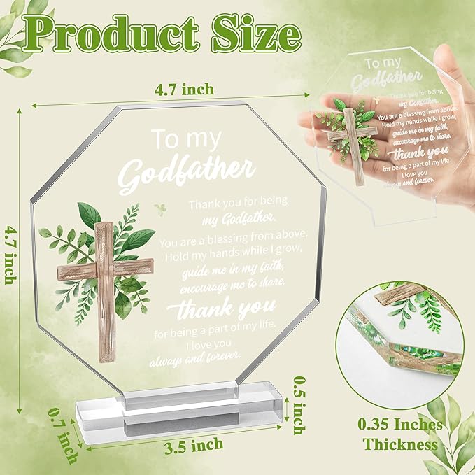 Yopyame Acrylic Gift for Godfather - Godfather Gifts from Godchild for Men Thank You for Being My Godfathers Acrylic Plaque Office Table Decor Birthday Christmas Keepsake Paperweight for Godfathers