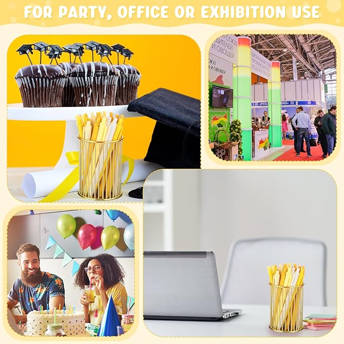 50 Pcs Ballpoint Pens Bulk Retractable Writing 1. 0 mm Black Ink Cute Pens Smooth Writing Color Fancy Gift for Teacher Student Employee Office School Home Baby Shower Supplies (Yellow Series)