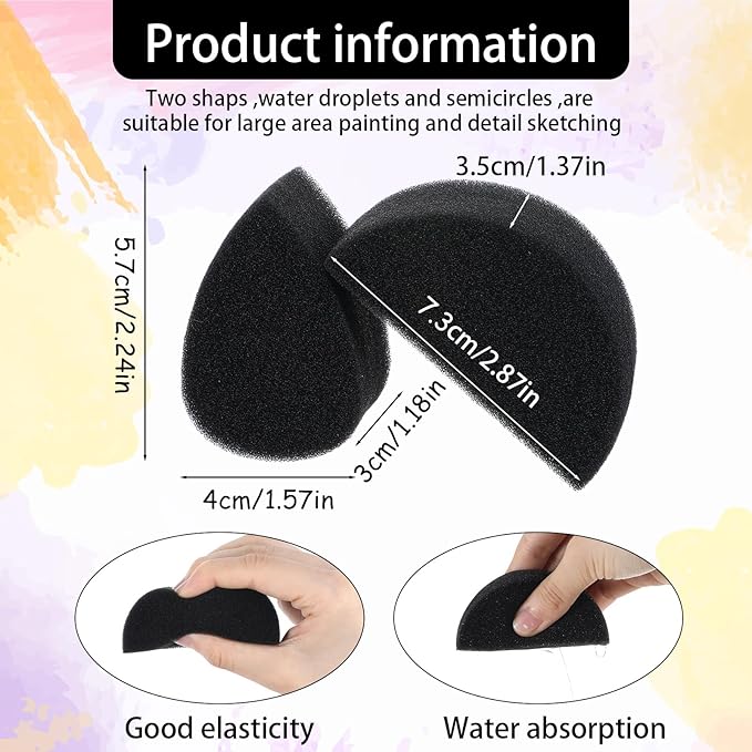 Ymapinc 24 Pcs Face Painting Make Up Sponges, Petal Oval+Water Drop Shaped Face Paint Black Sponge Brush Body Makeup Party Supply Art Work DIY Facial Paint Stencil Tools