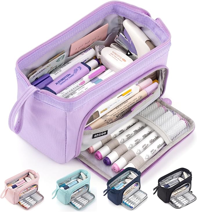 HVOMO Pencil Case Large Capacity Pencil Pouch Handheld Pen Bag Cosmetic Gift for Office School Teen Girl Boy Men Women Adult (Purple)