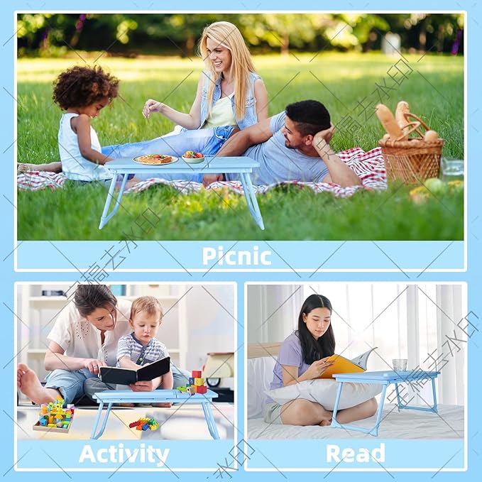 CloudTrip Laptop Desk for Bed or Couch, Lap Desk, Home office Desks, Breakfast Tray Desk, Desk with Cup Holder, Watching Movies in Bed, laptop stand for bed, Lap Desk, Fordable Legs Desk (blue) (Blue)