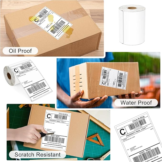 L LIKED 7,500 PCS 4"x 6" Direct Thermal Labels White Perforated Shipping Label, Compatible with Zebra, Rollo, Jadens, Nelko, 250 Labels per Roll, 30 Rolls