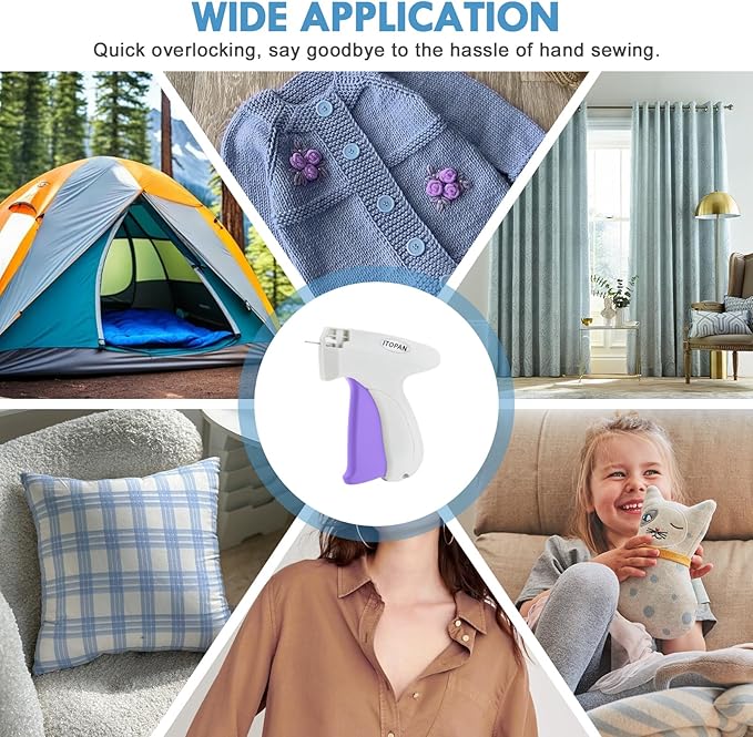 Stitch Gun for Clothes, Tagging Gun for Clothing Quick Fixes - Price Tag Gun with 6 Fine Needle, 1000 Black Fasteners & 1000 White Fasteners Snow1+MediumPurple1