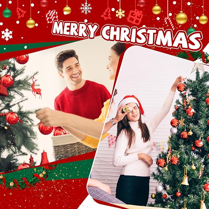 80 Pcs Christmas Ball Ornaments 4 Inch UV Resistant and Waterproof Shatterproof Shiny Plastic Christmas Tree Hanging Ornaments Decoration for Indoor Outdoor Holiday Party(Red)