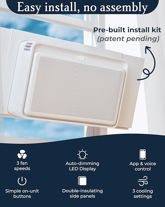 Windmill 10,000 BTU Inverter Window Air Conditioner with WhisperTech - Ultra-Quiet & Smart, Cools up to 450 Sq. Ft. - Easy Install, App/Wi-Fi, Voice-Enabled, Remote Control, High Energy Efficiency