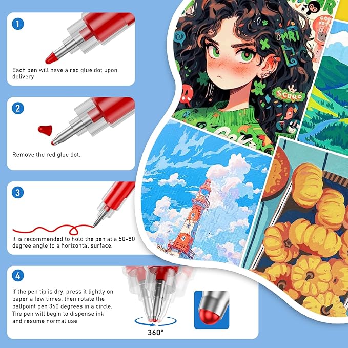 168 Colors Acrylic Paint Markers, Acrylic Ballpoint Pens Bullet Tip 1.0 mm, High Gloss Gel Pens, Non-Bleed Ink, Odorless, Quick-Drying, Smoothly for Detail Work, Writing, Doodling, Note taking