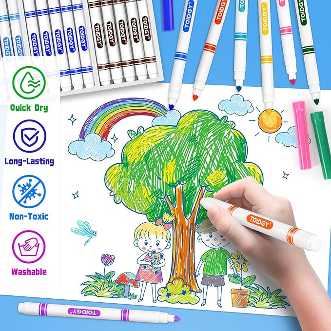 200 PCS Washable Markers for Kids, Colored Markers Bulk for School, Thin Marker Set in 10 Assorting Colors, Fine Line Marker with Conical Tip, Back to School Supplies, Classroom Must Haves