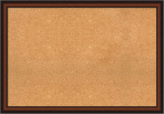 Amanti Art Natural Cork Board for Wall, 27x39 Vision Board with Brown Wood Frame, Large Corkboard Office Decor for Home Organization, Traditional Corkboard Pinboard to display items for home