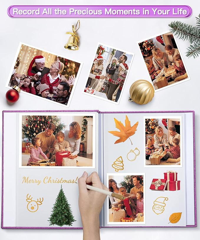 Popotop Photo Album Self Adhesive Scrapbook Album for 4x6 5x7 8x10 Pictures DIY Photo Book as Scrapbooking Supplies Kits, Birthday Gifts for Women Mom Wedding Baby Family Travel