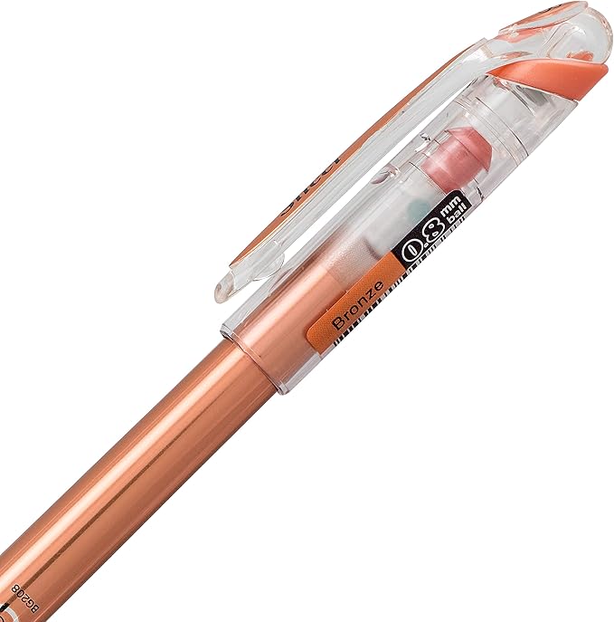 Pentel Arts Slicci Metallic 0.8 mm Needle Tip Gel Pen, Metallic Bronze Ink, 1 Pack (BG208BPME)