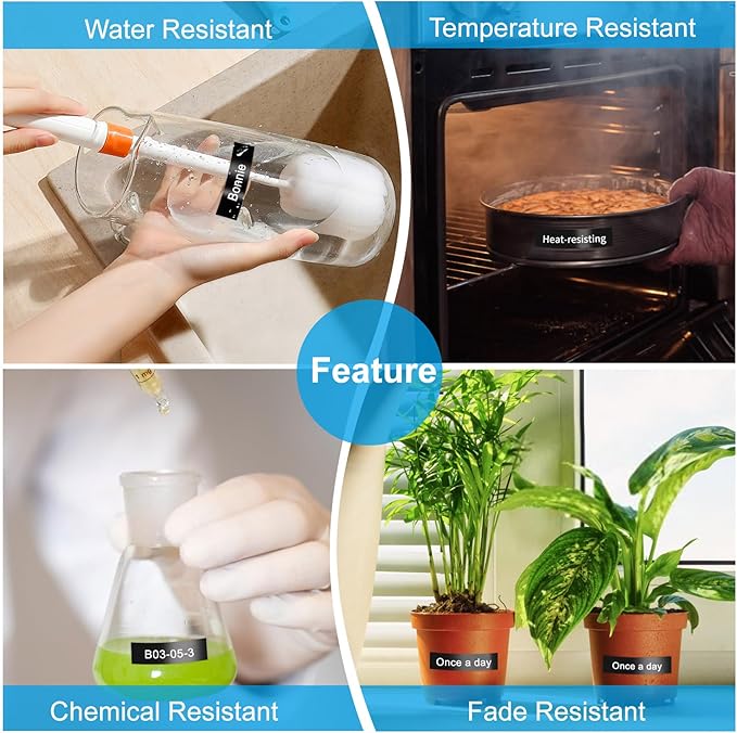 RAEMALL Replacement for Brother TZe-335 TZ-335 Laminated P Touch Label Tape 12mm 0.47 Inch White on Black Label Maker Tape for Brother PT-D210 H110 D220 D410, 5 Pack