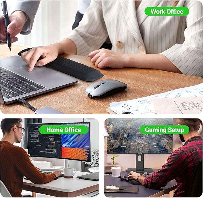 MEKASS Keyboard Wrist Rest, Soft Memory Foam Wrist Support for Keyboard, Keyboard Hand Rest Pad for Wrist Pain Relief, Keyboard Wrist Guard for Long Hours of Work, Gaming, Studying（Gray）