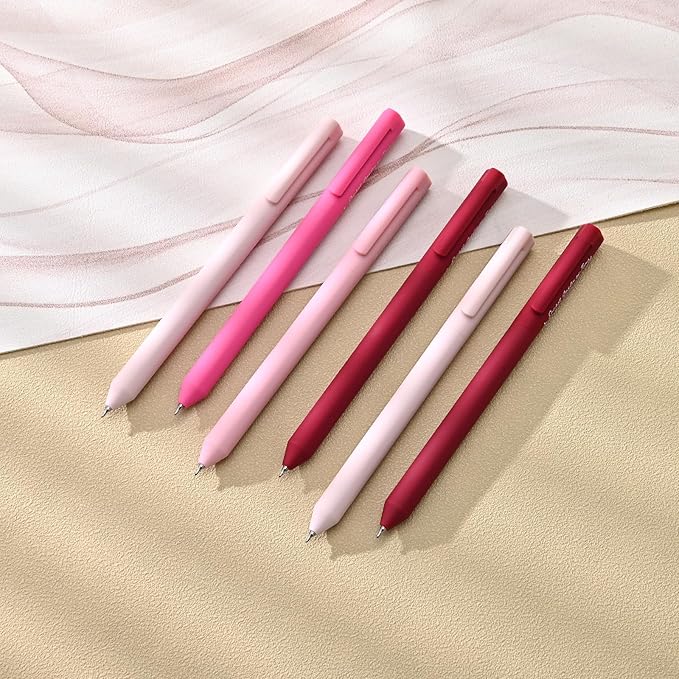 BAYTORY 8Pcs Colored Gel Pens, 0.5mm Fine Point Multicolored Ink Pen, Colorful Pens Smooth Writing for Note Taking and Marking Supplies (Red)