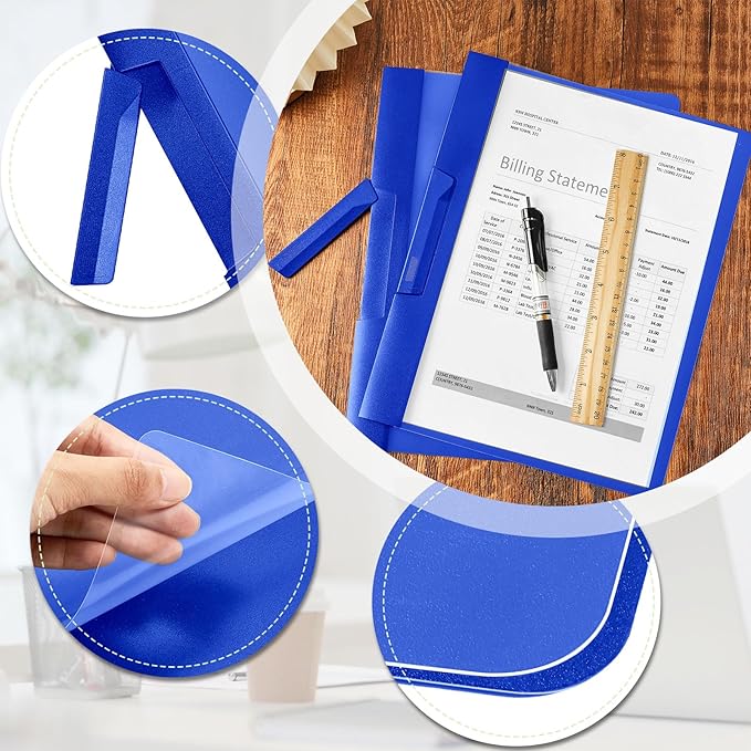 Maitys 25 Pack Clear Report Covers with Clip 11.4 x 9 Inch Presentation Folders Transparent Front Cover Portfolio Folder Resume Folder Interview Report Folders for Letter Size(Blue)