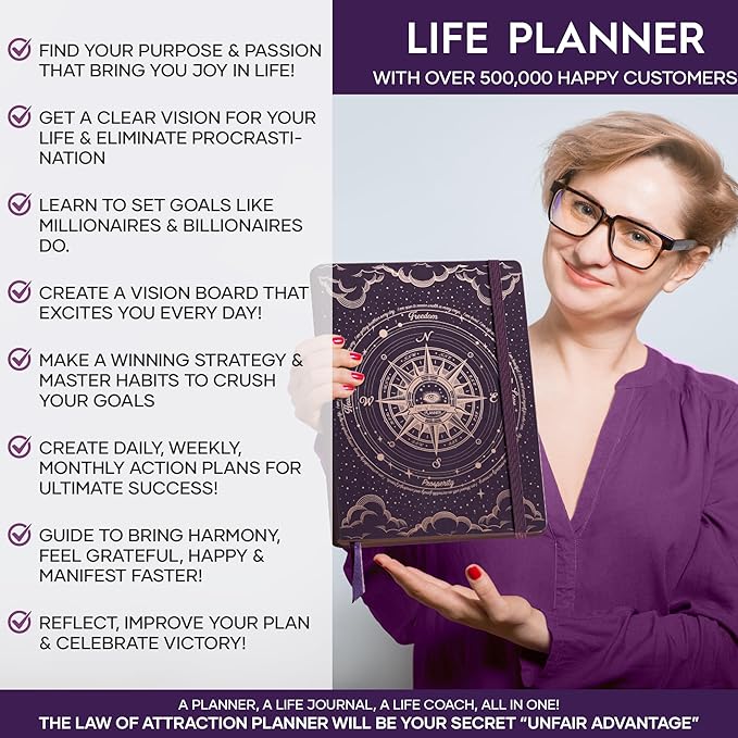 2026 Planner Weekly and Monthly | Law of Attraction Planner with Panduo App | A 12 Month Journey for Productivity, Gratitude & Goal Setting | Includes Foldable Vision Board, Gift Box & Stickers