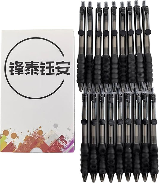 Fengtaiyuan Black Ink, 0.5mm, Retractable Gel Ink Rollerball Pens, Extra Fine, Comfortable Grip, Easy Hold, Writting Smooth, 18 Pack (BlackZS05P18)
