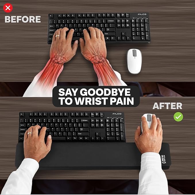 GRIFITI Fat Wrist Pad 24" x 4" x 0.75" Inch Computer or Mechanical Keyboard & Mousepad Wrists Rest Keyboards Mouse, Trackball or Trackpad Ergonomic Mousepad Support Large Hand Rests Typing Pads