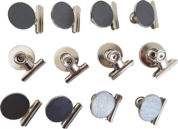 Mini Silver Refrigerator Magnet Hook Clips for Holding Photographs, Holding Business Cards, Office Organizing, Memo Note Clips, by Dondor (8)