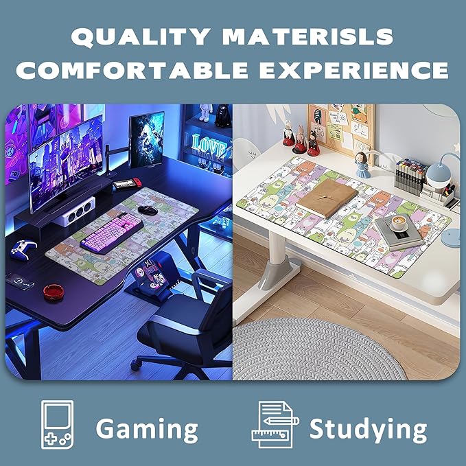 Extended Gaming Mouse Pad Colorful Cats Large Mousepad with Stitched Edges,Anti-Slip Rubber Base Keyboard Mouse Mat Desk Pad for Gaming Home Office 35.4 x 15.7 inches