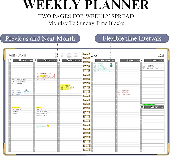 Appointment Book/Planner 2025-2026 - Daily Hourly Schedule Planner from 7am - 10 pm, Weekly & Monthly Hourly Appointment Book Calendar from July 2025 - June 2026, 9" x 11" -Purple