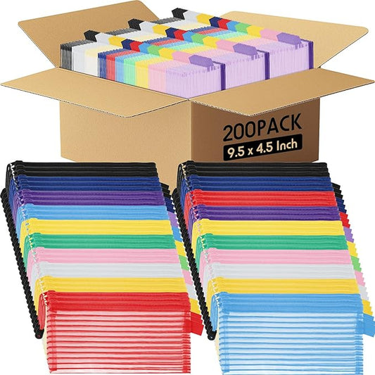 Zhehao 200 Pieces A6 Mesh Zipper Pouch Bulk Mesh Bags with Zipper Waterproof Small Pencil Pouches for School Office Supplies Organization 9.4 x 4.5 Inches (Bright Colors)