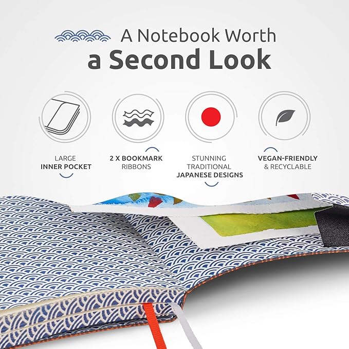 Soft Cover Large B5 Dotted Journal - Enjoy Bullet Journaling with a 7x10-inch, Non-Bleed Thick 120gsm Paper, Dot Journal in Orange, Japanese Edge Motif - Faux Leather Lay Flat Dot Notebook - ZenART